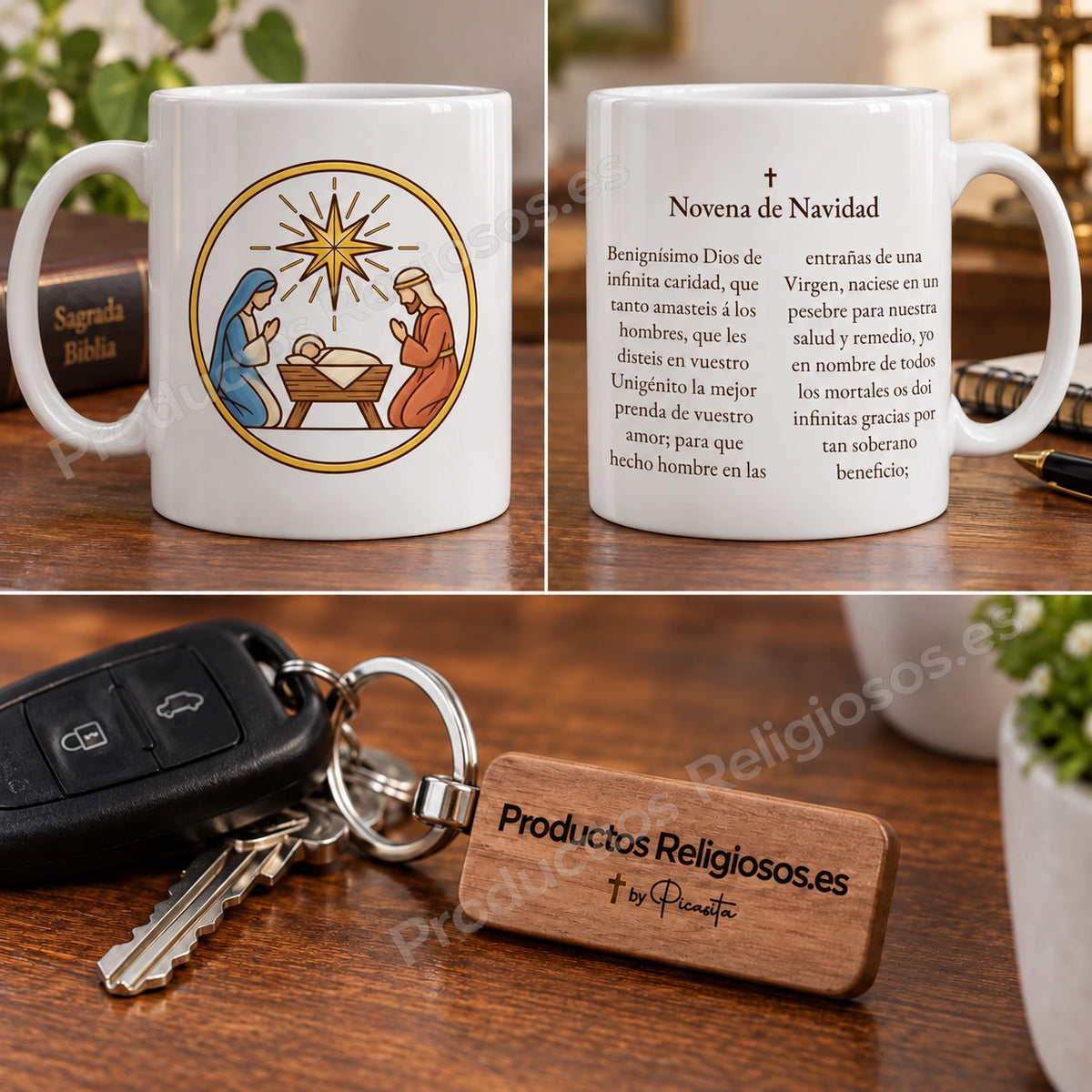 Tazza della preghiera · Novena di Natale, disegno 1 a colori. Estratto della novena in spagnolo.