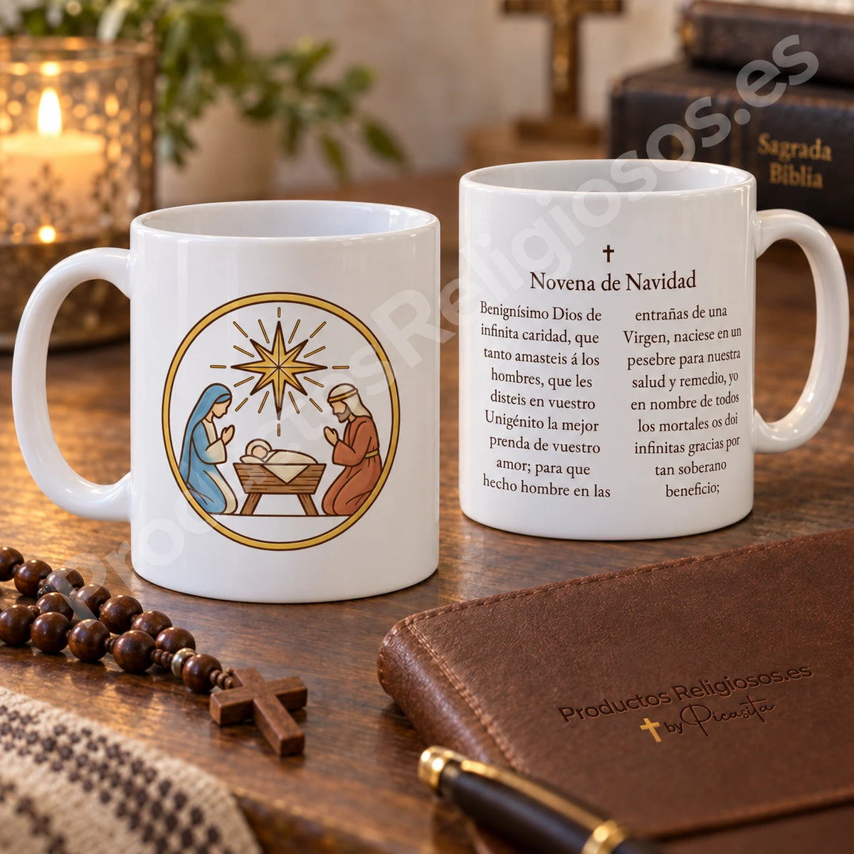 Tazza della preghiera · Novena di Natale, disegno 1 a colori. Estratto della novena in spagnolo.