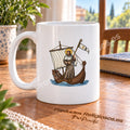 Tasse mit dem heiligen Brendan dem Seefahrer, Motiv 1 in Farbe. Illustration in einer Produktszene.