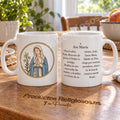 Tazza della preghiera · Ave Maria, disegno 1 a colori. Preghiera in spagnolo. Illustrazione e retro.